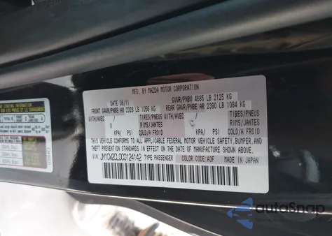 2012 Mazda Mazda5 Touring z USA, uszkodzony, nr VIN JM1CW2CL0C0124142